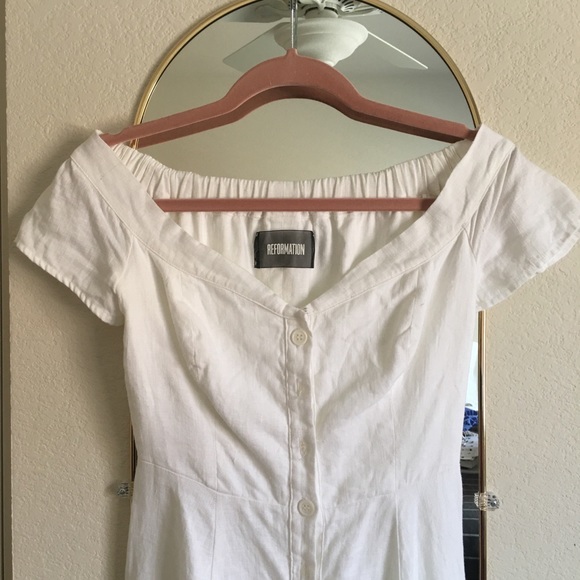 ✨ RARE Reformation Mariposa White Linen Dress - Picture 4 of 8